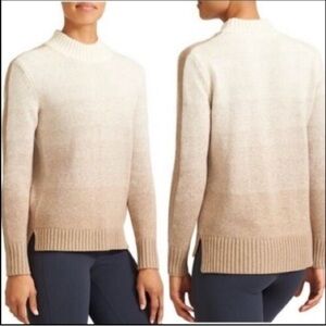 Athleta Tan Merino Ombre Mockneck Sunset Knit Sweater, Medium